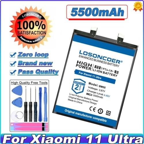 LOSONCOER 5200-5500mAh BM55 BM4X Mobile Phone Battery For Xiaomi Mi 11 pro 11pro 11 Ultra Battery