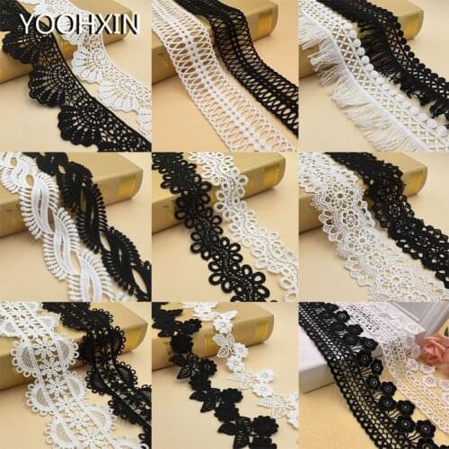 4/4.5cm wide HOT white black cotton embroidery Lace Ribbon fabric trim collar sewing DIY craft guipure dress applique decor