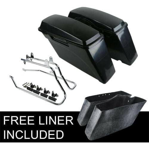 Motorcycle ABS Hard Saddlebags Unpainted Black & Brackets For Harley Softail Fat Boy CVO 1986-2013 2012