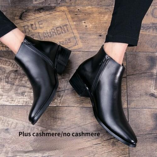 Shang Italian Genuine Leather Men Boots Business Winter / Spring Zipper / Lace-up British High Boot Mens Cowhide Pointy Boots