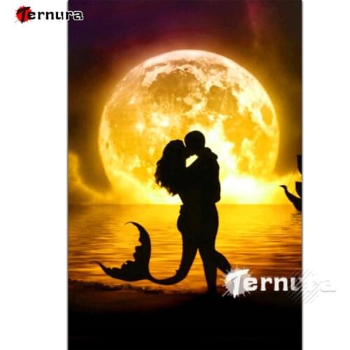 Mermaid couple Silhouettes Diy diamond embroidery diamond painting full square mosaic 5d picture rhinestone cross stitch decor