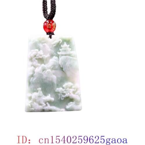 Jade Landscape Pendant Fashion Women Charm Amulet Jewelry Accessories Gifts Natural Carved Chinese Necklace
