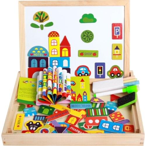 New Arrival Drawing Writing Board Magnetic Board Puzzle Double Easel Kid Wooden Toy Gift Children Intelligence Development Toys