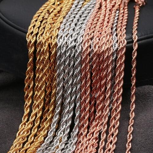 Wholesale Price 3MM Stainless Steel Plated Rose Gold Chain Necklace Fashion Jewelry For Men and Women Black Color Link Necklace