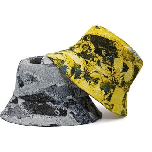 Ldslyjr Cotton Print Bucket Hat Fisherman Hat Outdoor Travel Hat Sun Cap Hats for Men and Women 391