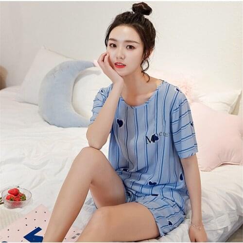 Pajamas womens summer plus size suit home service short-sleeved shorts thin loose cotton new popular temperament pijamas