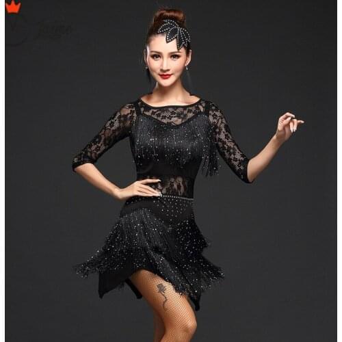 Latin Dance Dress Kids adult Modern Ballroom blingbling Fringe Salsa Tango tassels samba carnival costume compitition outfit