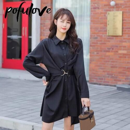 Модные платья-рубашки POFULOVE China At AliExpress