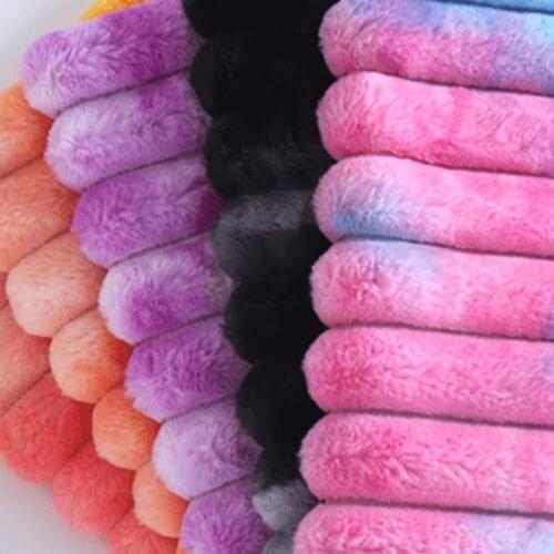 100*160cm Tie-dye Draw Strips Of Small Rabbit Plush Vertical Strips Of Rabbit Fur Clothing Fur Doll Plush Handmade DIY Fabric