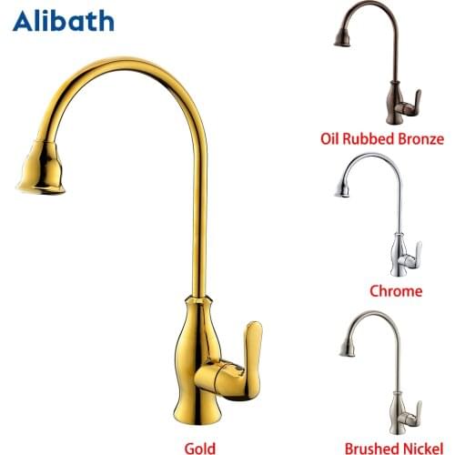 Promotion Solid Brass Chrome Hot And Cold Kitchen Faucet Sink Mixer Tap With Aerator Sink Faucet Brushed Nickel/Gold