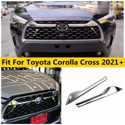 Yimaautotrims Front Middle Grille Grill Mesh Face Decorative Strips Cover Trim ABS Accessories Fit For Toyota Corolla Cross 2021