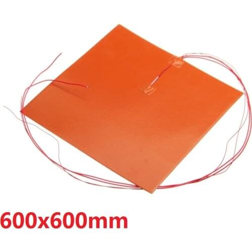 Silicone Heater 600x600mm 1300w@120v Silicone Heater Bed Pad for 3D Printer With Adhesive and NTC 100K 3950