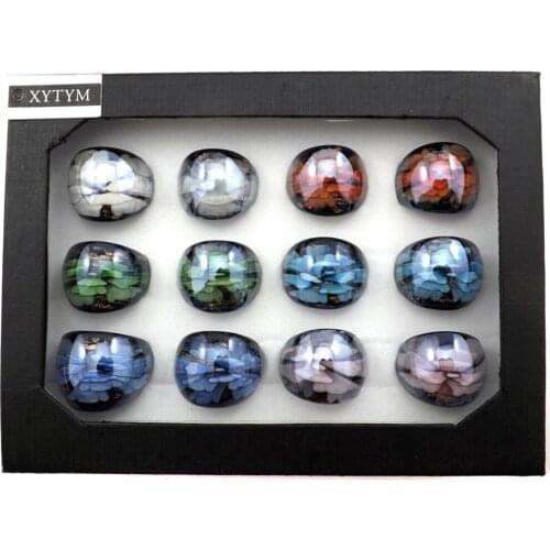 Mixed size glass rings with inner flower design free shipping, Chinese traditional rings free shipping, mixed color flower ring