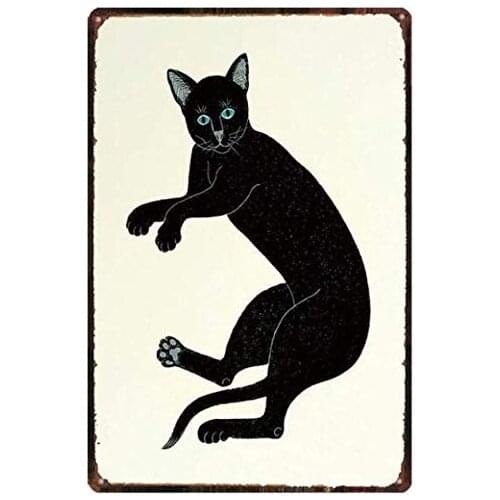 Plaque Metal Tin Signage Decorative Art Vintage Animal Tin Sign Cat Metal Art Wall Bar Cafe Home Art Decoration 12X16 Inche