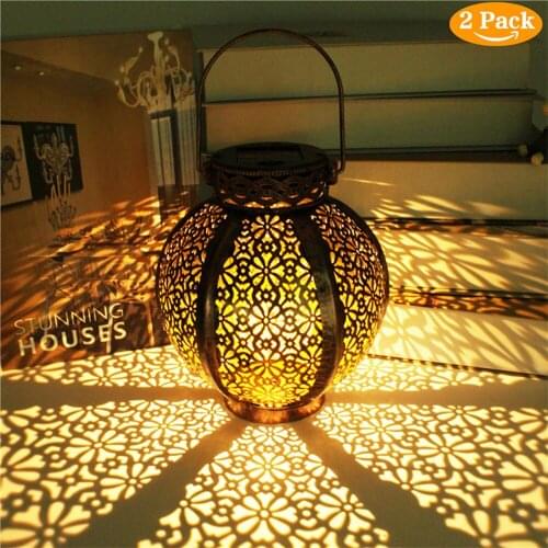 Waterproof solar garden light LED Lantern Hanging Outdoor solar Lamp Round Shape Solar Powered lamp Garden Landscape Decoration