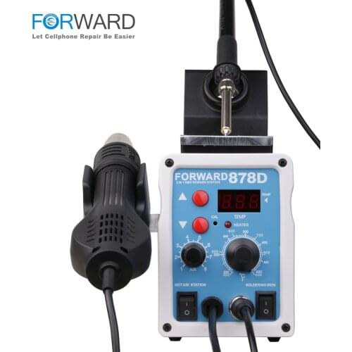 FORWARD 878D Soldering Station With Digital Display For Cellphone SMD SMT Hot Air Heat Gun Iron Welding Desoldering