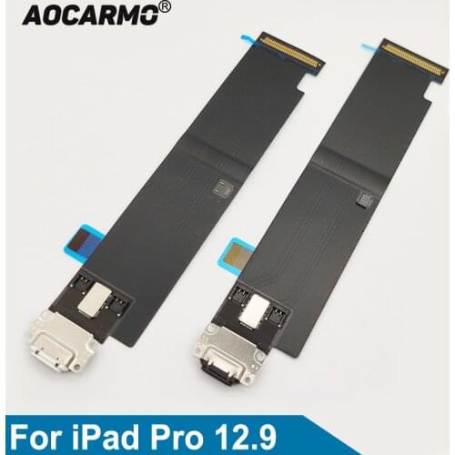 Aocarmo Charging Port Charger Dock USB Connector Flex Cable For iPad Pro 12.9 White/Black Replacement Part