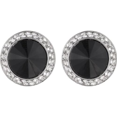 2020 womens luxury crystal round earrings vintage silver color wedding jewelry women black crystal earrings