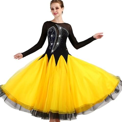 Long Sleeve Ballroom Dance Competition Dresses Customized Waltz Standard Ballroom Dress Woman Girls Ballroom Dance Dresses