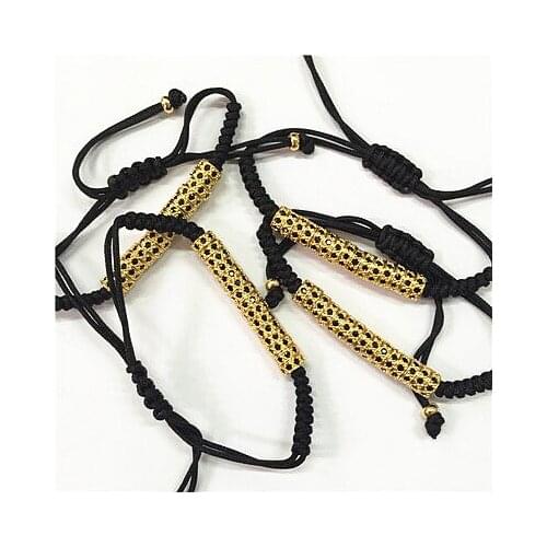 1pc New Macrame Bracelets 24K Gold Color Color Bead Braided Bracelet European Charm American Weaving Macrame Bracelet for Men