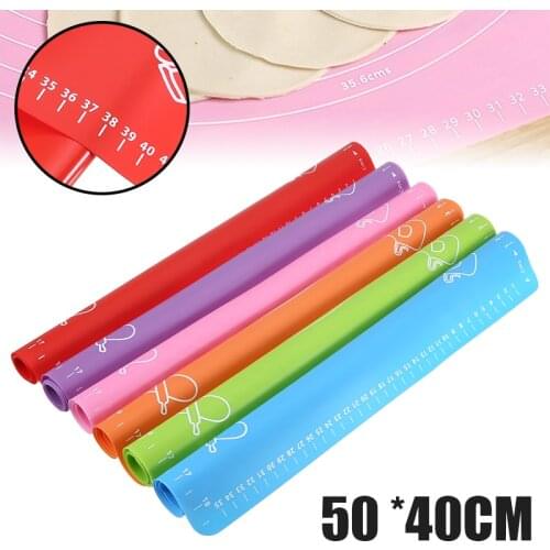 1pc Silicone Sheet Colourful Kitchen Gadgets Cooking Tools Non Stick Dough Fondant Baking Pastry Icing Rolling Mats 50*40cm