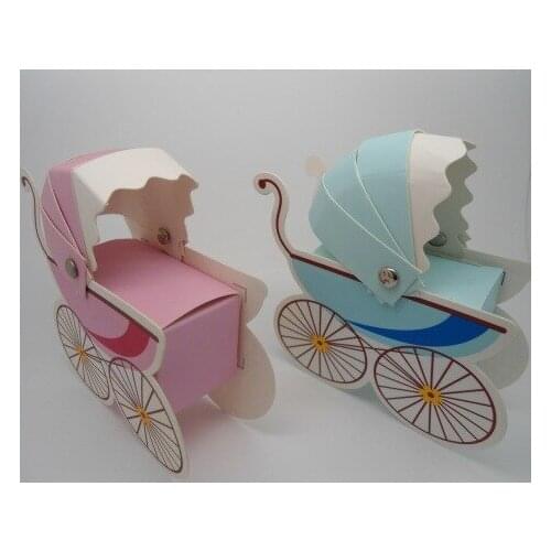100pcs/lot Stroller trolley Baby Candy Box Bottle Shower Baptism Party Birthday Favor Christening Gift New Design