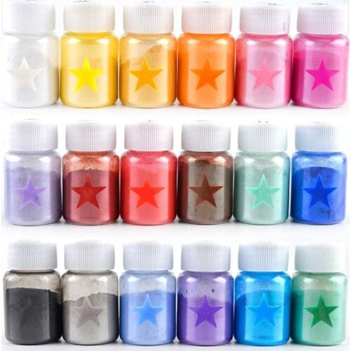 18 Colors Mica Powder Epoxy Resin Color Pigment Dye Set Cosmetic Grade Mica Powder for Lip Gloss Soap Making Bath Bomb G8TB