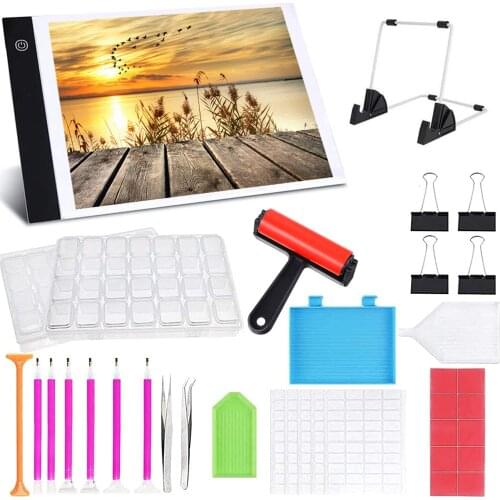 New 5D DIY Diamond Painting Tools A4 Size 22.5X33.5CM LED Copy Board Diamond Embroidery Accessories Mosaic Light Tablet Pad