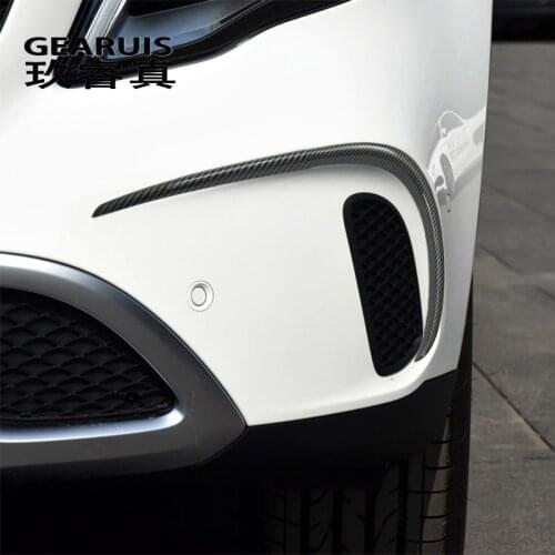 Car styling Carbon fiber fog lamps grille slats auto fog lights cover Stickers Trim for Mercedes Benz GLA Class X156 Accessories