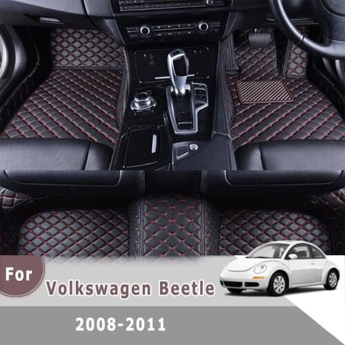 RHD Car Floor Mats For Volkswagen Beetle 2011 2010 2009 2008 Car Accessories Interior Car Styling Leather Carpets Foot Pad Cover