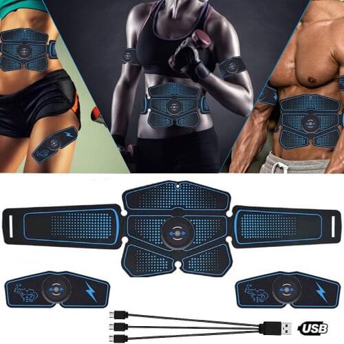 Wireless Abdominal Muscle Stimulator EMS Smart Fitness Training Electric Massager Body Slimming Belt USB Recharge ABS Home Gym