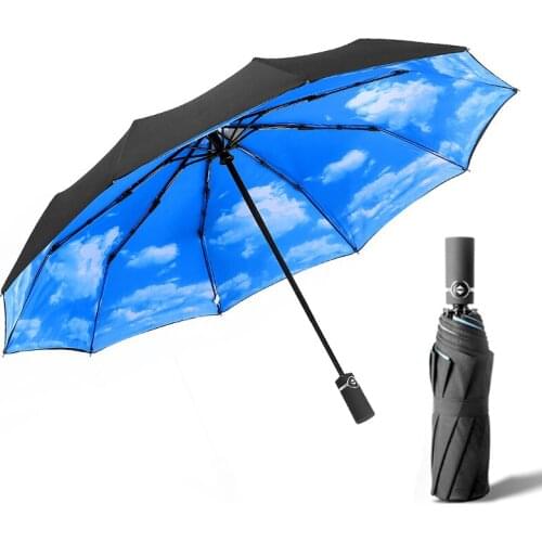 Big Umbrella 10k Double layer Windproof Fully-automatic Umbrellas Male Women Three Folding Luxury Large Durable Frame Parasol