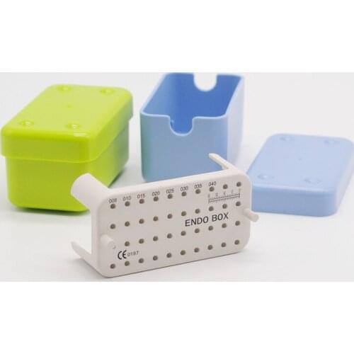 Autoclavable Sterilization Case Tools B/G Dental Plastic Endo Box With A Ruler Files Bur Holder Blocks Stand Blue Clean 40 Holes