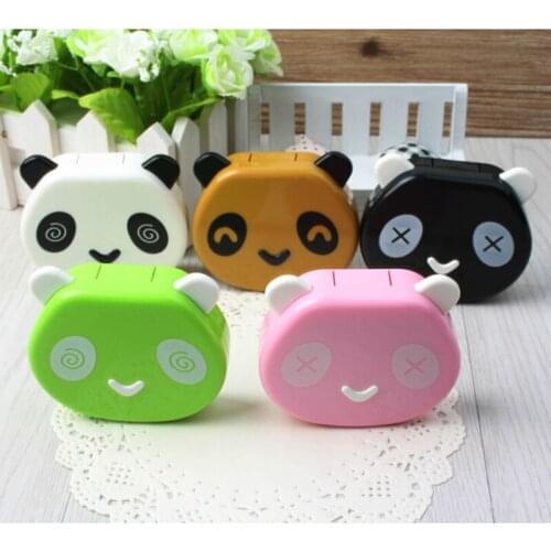 Lovely Panda Design Holder Contact Lens Case with Mirror Portable Container Lenses Box for Women