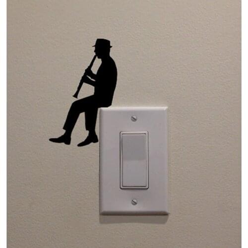 Man Playing Clarinet Vinyl Decoration Sticker Wall Home Bedroom Switch Decal 5WS0033