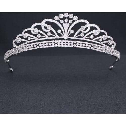 Pretty Cubic Zirconia Royal Tiara for Wedding,Crystal Princess Tiaras Diadem for Girl,Prom,Party Head Jewelry CH10394