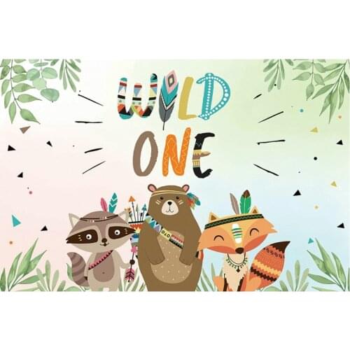 Wild ONE Animals Birthday Party Photography Backdrop Baby Shower Natural Room Decor Photo Booth Studio Prop