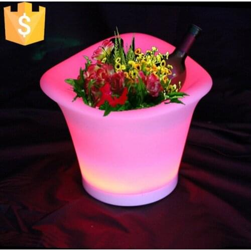SK-LF09(L34*W34*H27cm) PE Rotational Moulding RGBW Rechargeable Led Flower Planter Planting Pots Decorative Pot Lights 4pcs/Lot