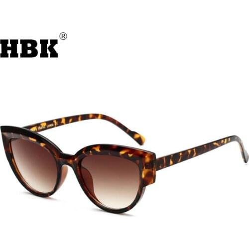 HBK Vintage Cat Eye Sunglasses For Women Men New Arrivals Small Frame Brand Designer Gradient Lens Unisex Ladies Travel UV400