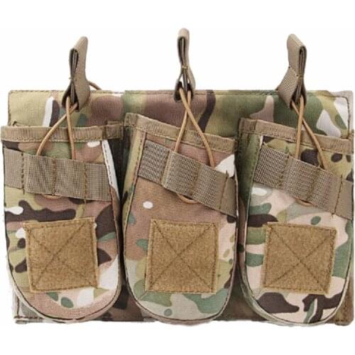Camouflage Tactical Triple Magazine Pouch Military Army MOLLE for AK Hunting Utility Flashlight Bags Trigeminy Stora
