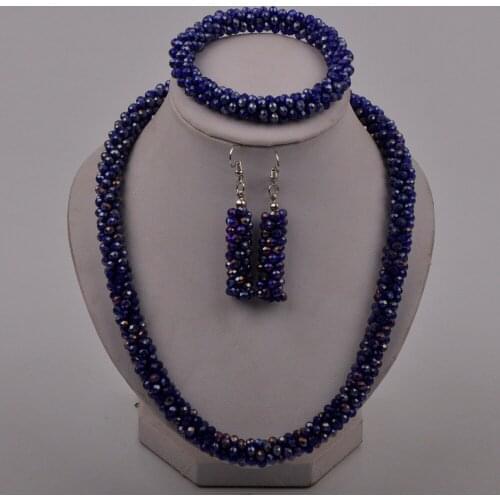 Royal Blue African Beads Jewelry Set Crystal Costume Necklace Nigerian Wedding Set Bridal Jewelry Sets