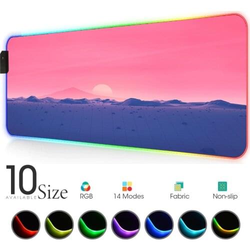 Landscape RGB Mouse Pad pink Blue Gamer Accessories Large LED MousePad Gaming Desk Mat with Backlit Rubber computer Mat laptop