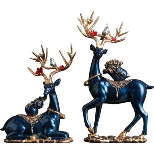 Zq Creative Deer Decoration Modern Home Living Room Entrance TV Wine Cabinet Decorations Gift Present