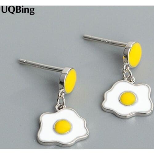 Minimalist 925 Sterling Silver Yellow Poached Egg Stud Earrings For Women Brincos