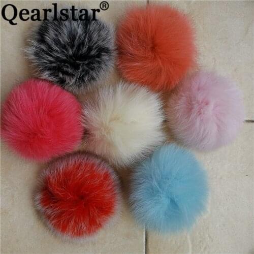 Real Fox Fur Pompoms 5pcs/lot Fluffy Red 15cm Natural Fur Pom Pom For Knitted Hat Cap Beanies Dark Red Scarf Key Chain Fur Balls