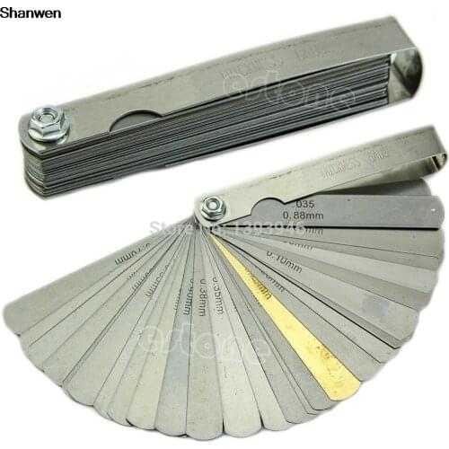Newest 32 Blade Laser 2481 Feeler Gauge Tune Up Thickness Set IMP/METRIC + BRASS