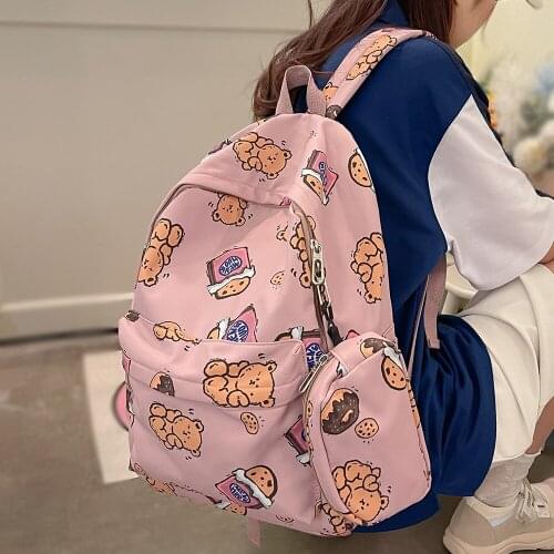 New Girl Cartoon Print College Backpacks Fashion Women Waterproof Travel Set Bag Lady Harajuku Cute Backpack Female Laptop Bags