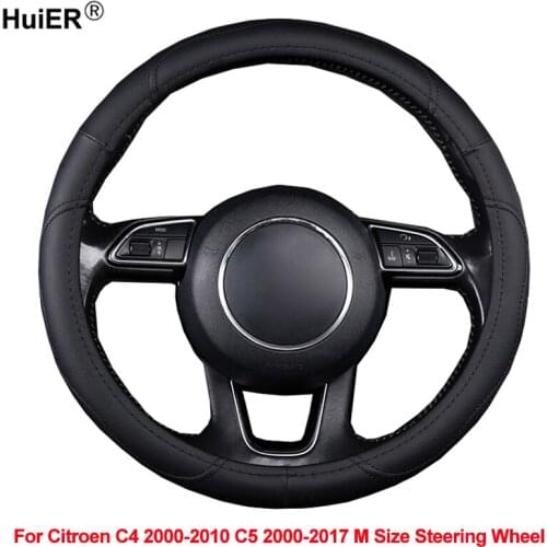 Car Steering Wheel Cover Wrap Volant For Citroen C4 2000 -2010 C5 2000 - 2017 M Size Braid on the Steering wheel Car Accessories