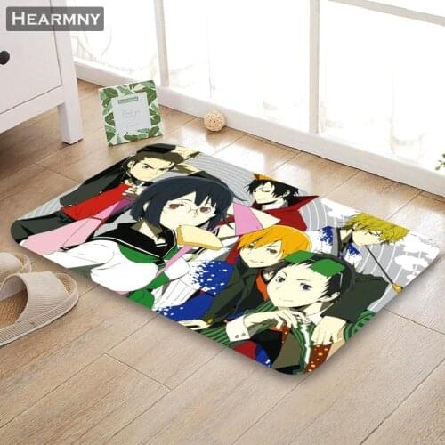 Custom Durarara Doormat Floor/Bath/Kitchen/Beach Mat Flannel Sponge Fabric 3D Printed Shaggy Decoration For Bedroom