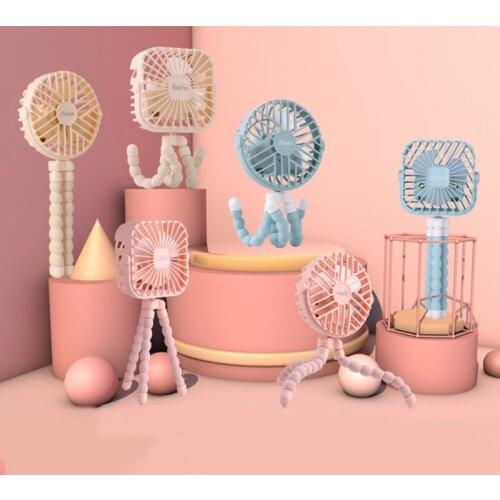 Portable Mini Fan USB Handheld Rechargeable Octopus Shape Stand Fans Air Cooler Outdoor Travel Cooling Conditioner Ventilador